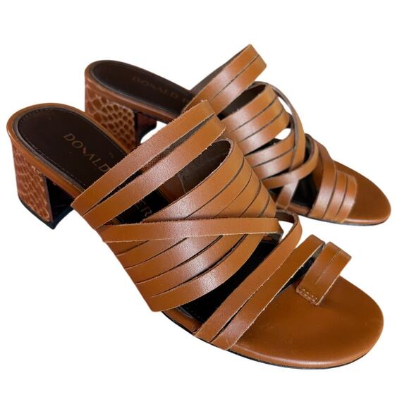 Donald Pliner Strappy Leather Slides with Reptile Embossed Block Heels size 6 - Picture 2 of 16